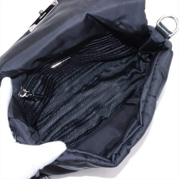 Prada Shoulder Bomber Black Leather Nylon Bag Tessuto - Picture 6 of 8